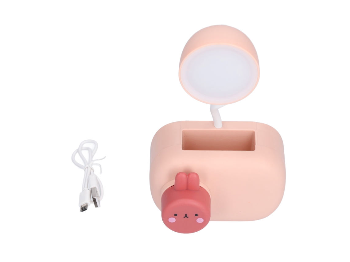 Lámpara De Escritorio Led Conejo Cartoons Con Sacapuntas Cable Usb Para Niños Estudio Dormitorio Oficina Rosa