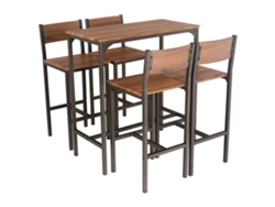 Mesa de bar y 4 taburetes, color nogal, modelo Venice, de Yelloo