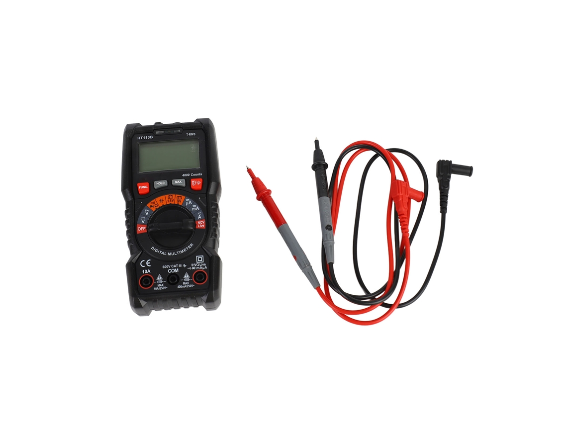 Multímetro Digital De Rango Automático True Rms 4000 Conteos Voltímetro Amperímetro Ohmímetro Con Prueba Ncv Y Diodo