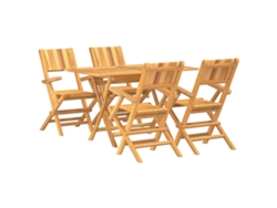 Maison Exclusive - Juego De Comedor Para Jardín 5 Piezas Madera Maciza De Teca