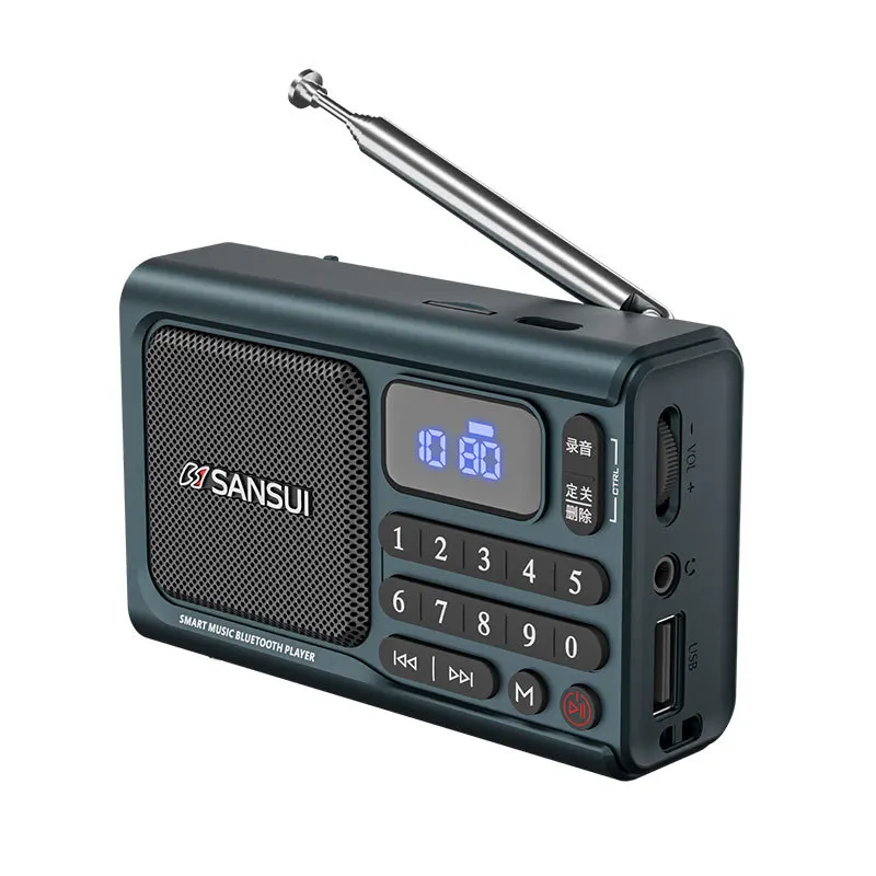 Altavoz Bluetooth (azul), Radio Fm, Compatible Con Reproducción De Tarjeta Tf.