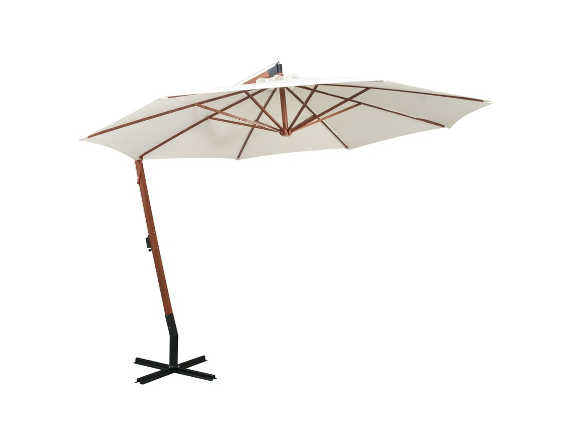 Parasol colgante con mástil de madera 350 cm blanco Dkd Home Decor