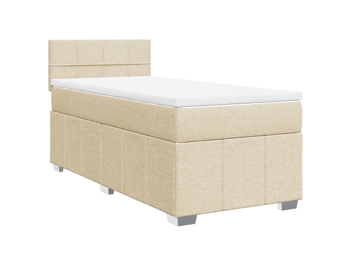 Maison Exclusive - Cama Box Spring Con Colchón Tela Color Crema 80x200 Cm