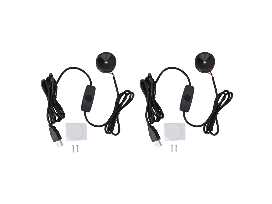 2 Focos Led Pequeños De 5 V Con Regulación Usb Para Escaparates Y Vitrinas - Luz Cálida