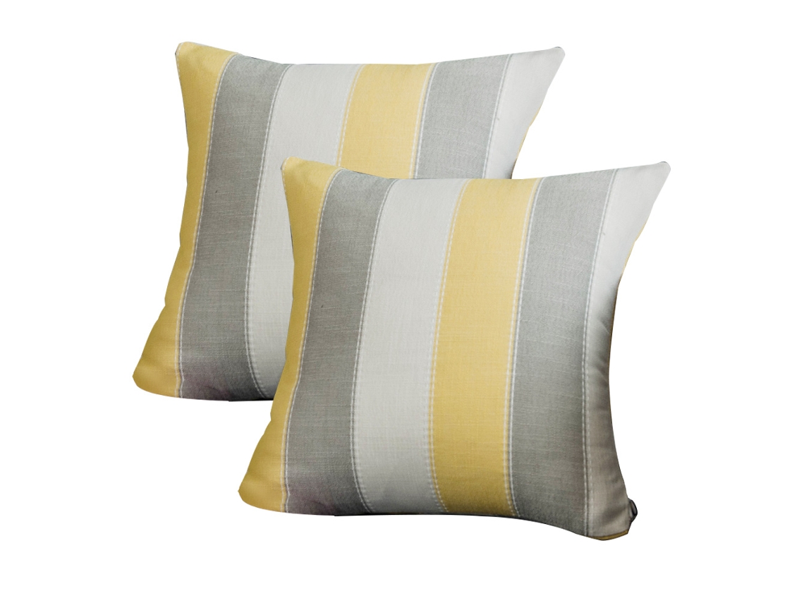 2 Fundas De Almohada Rústicas A Rayas, Colores Oscuro, Gris Y Beige