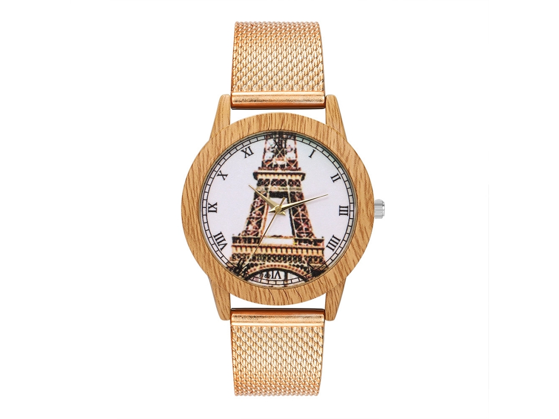 Reloj De Cuarzo Para Homens E Mulheres, Estilo Casual, Pulseira De Ouro Rosa