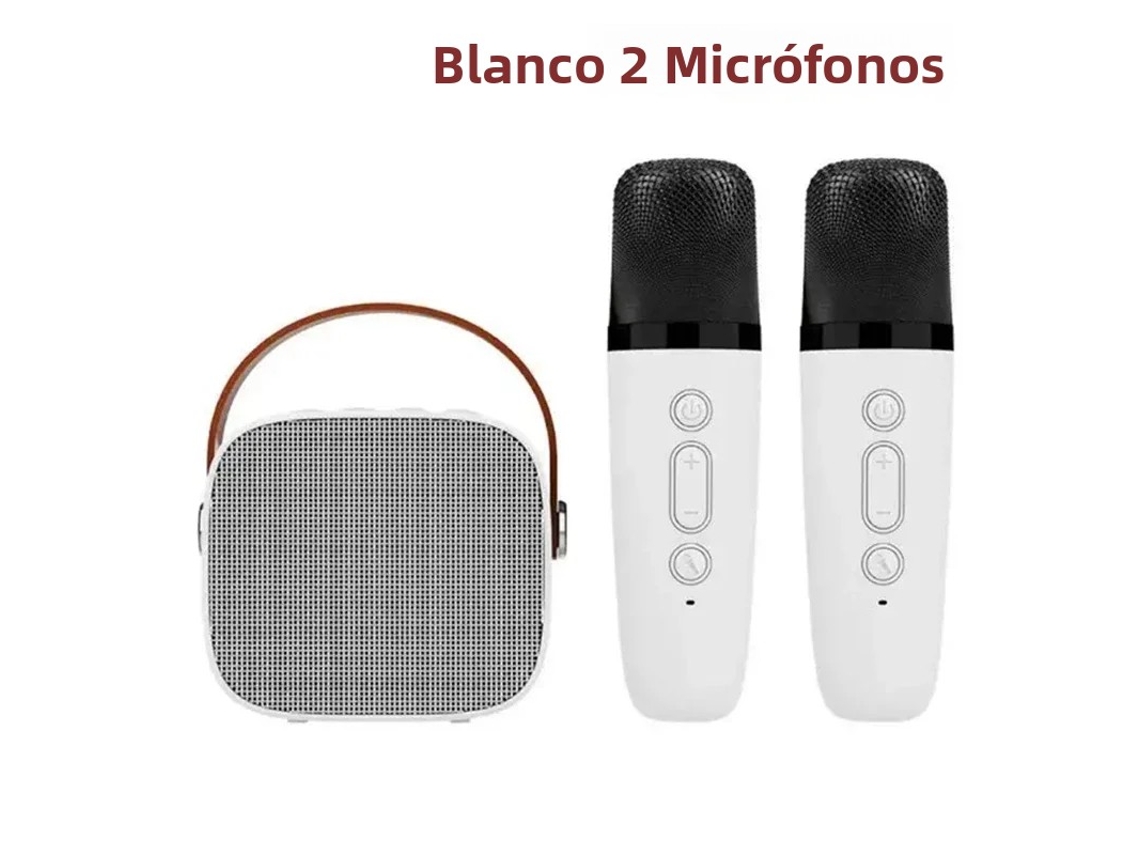 (blanco + 2 Micrófonos) Máquina De Karaoke Inalámbrica Con Doble Micrófono Y Sonido Envolvente Estéreo De Alta Definición