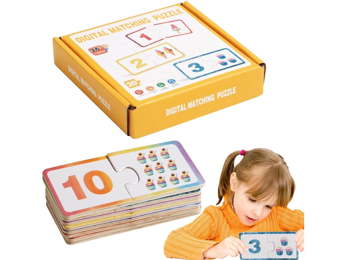 Juego de memoria de madera con efecto educativo, números estratégicos, colores, rango de edad, Gokoco