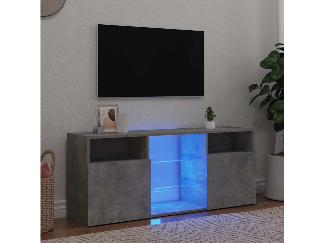 Mueble de TV con luces Led 120x30x50 Cm Gris Cemento