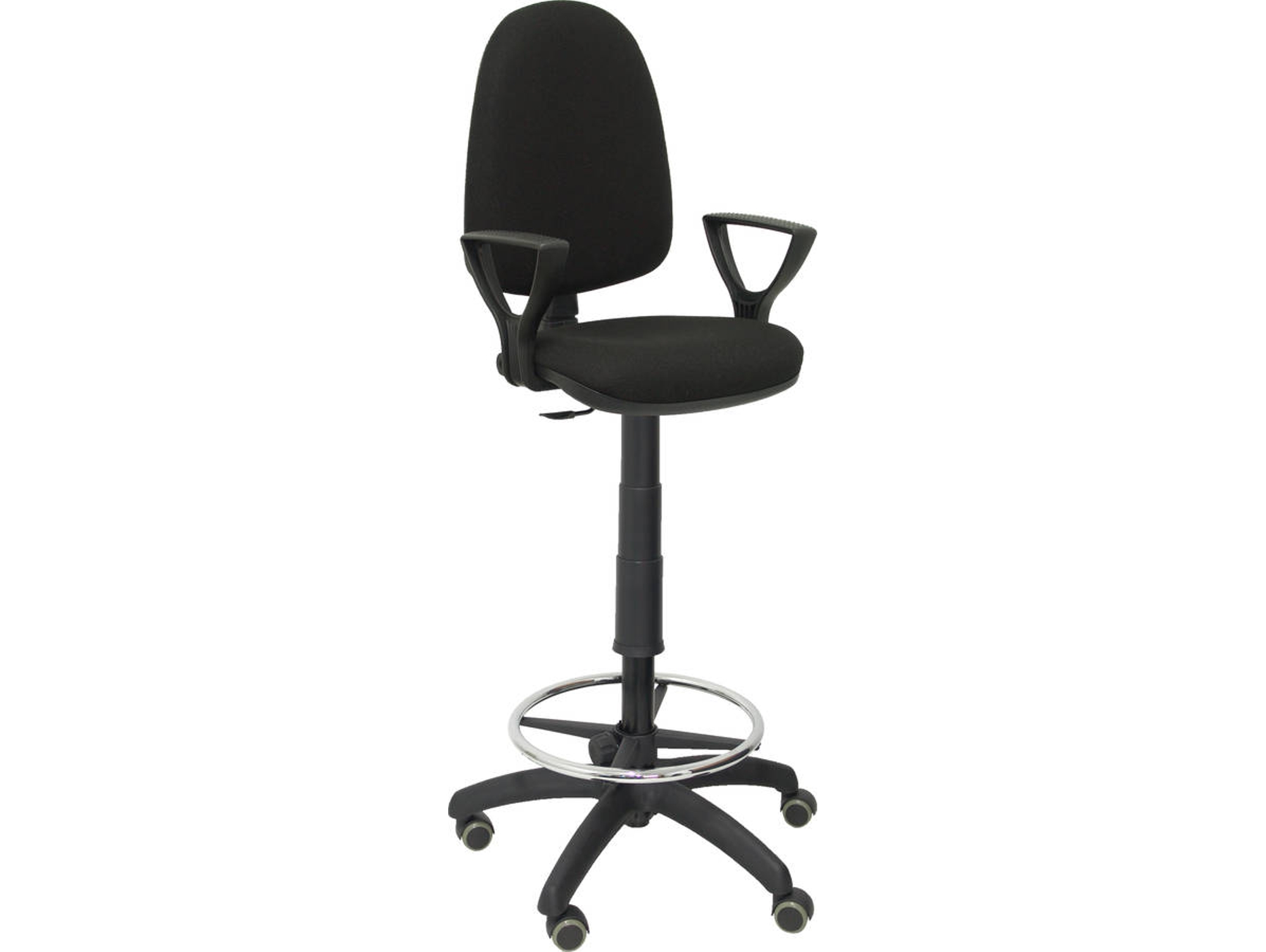Silla de Escritorio Alta PIQUERAS Y CRESPO Ayna Negro con ruedas de parqué (Brazos fijos - Tejido - Ruedas Parquet)