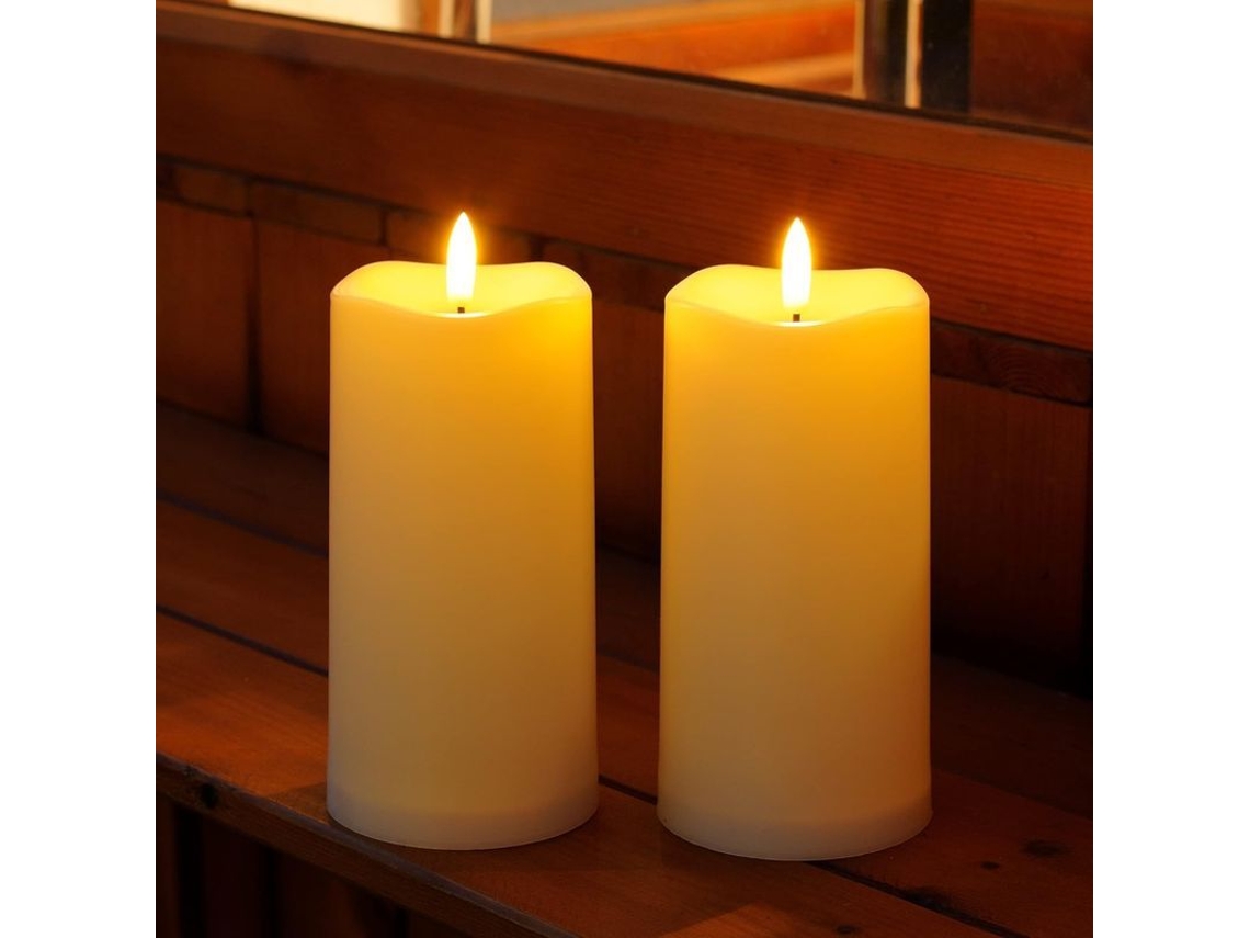 Velas Solares Para Exteriores De 7,5 X 15 Cm, Impermeables Con Sensor, 2 Unidades, Velas Led Para Jardín, Patio O Farol.
