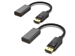Adaptador DisplayPort a HDMI (2 unidades), convertidor DP DisplayPort macho a HDMI hembra con audio, color negro Lalalamoli
