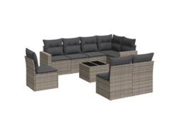 Maison Exclusive - Set De Muebles De Jardín 9 Pzas Y Cojines Ratán Sintético Gris
