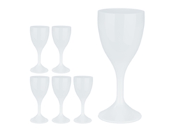 Relaxdays Copas Vino Plástico, Set De 6, Irrompibles Y Libres De Bpa, 250 Ml, Reutilizables, Vasos Camping, Blanco