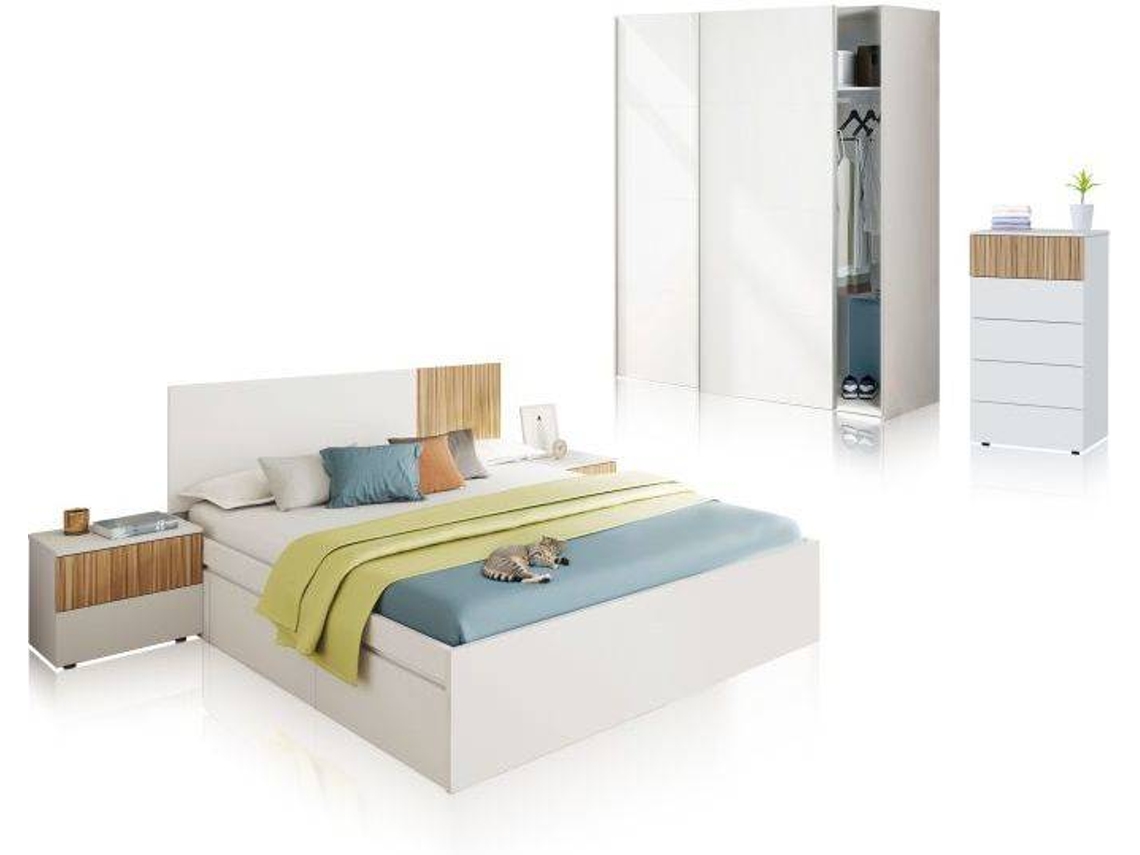 Dormitorio Nitza 5c Max V1 Blanco Artik (blanco Mate) - Natur 196 X 37 X 156 Cm