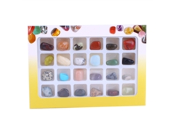 Caja de regalo con 24 minerales, cristales y piedras naturales.