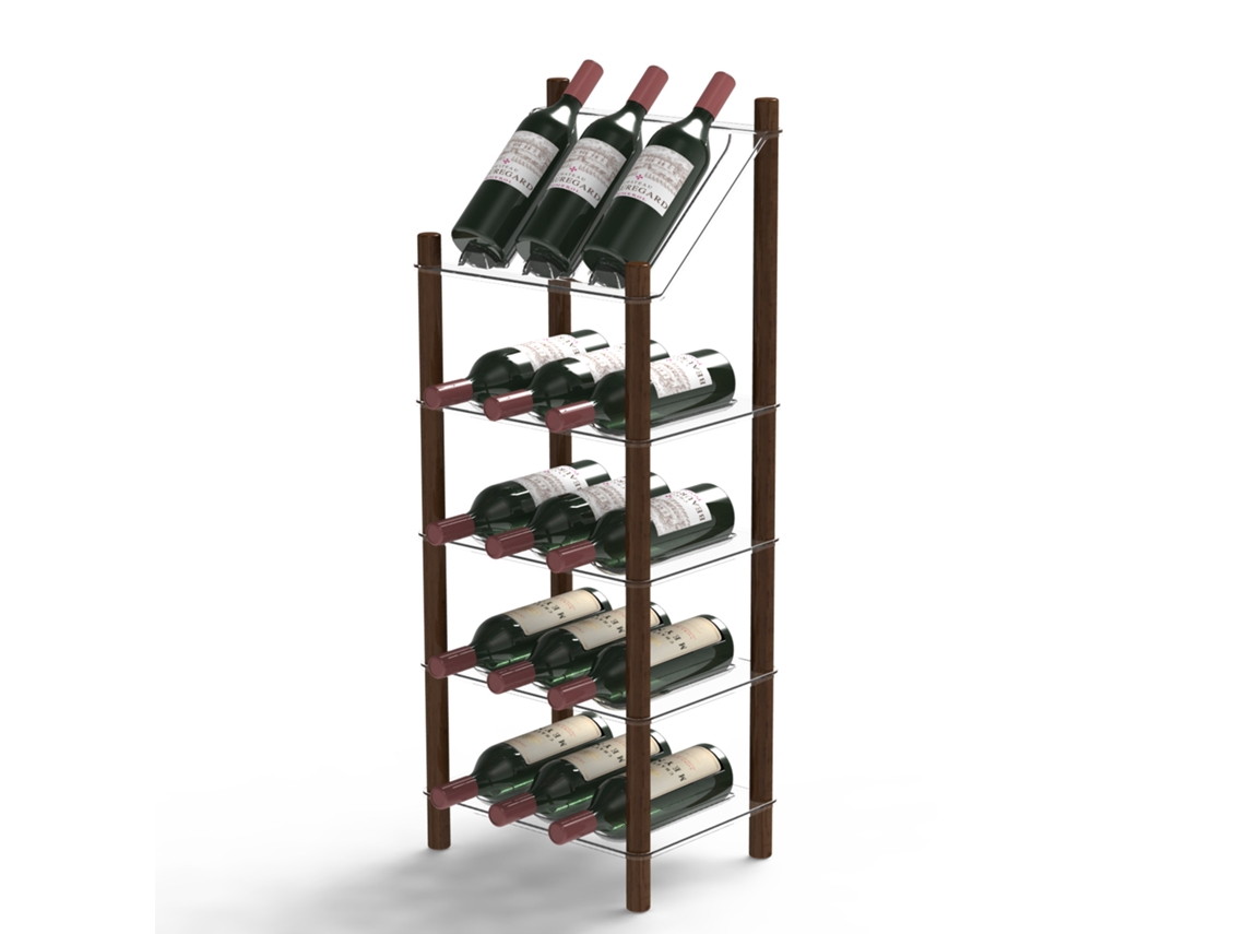 Soporte para 15 botellas de vino de 4 Alturas y expositor superior LIFE STORY MyWinebar