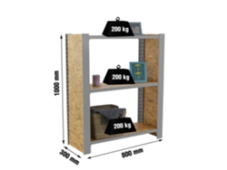 Estantería metálica Officlick 3/300 Wood 800 Gris/osb Tapas 1000