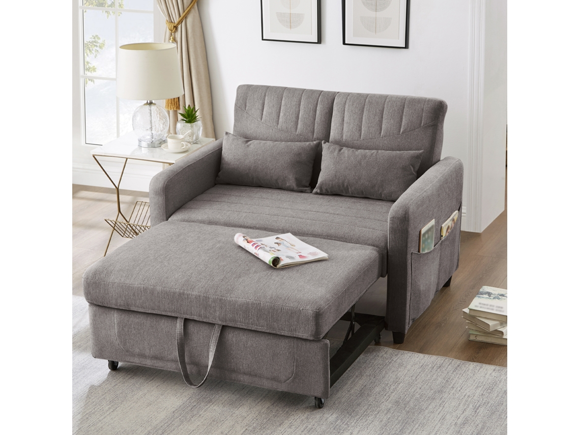 Sofá Cama Plegable De 2 Plazas, De Algodón Y Lino, Estilo Minimalista.