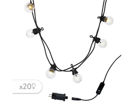 Corona de fiesta transparente conectable LUMI JARDIN - 20 lámparas Guinguette - LED - 9,6 m - Blanco