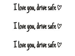 Pack 3 adhesivos "Te amo, conduce seguro" retrovisor. Corazón vinilo ventana. Accesorio coche regalo.