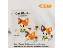 (estilo 2) Juguete De Bloques De Construcción Con Diseño De Vaca, Degradado Plateado Y Gato Naranja Miau Miau