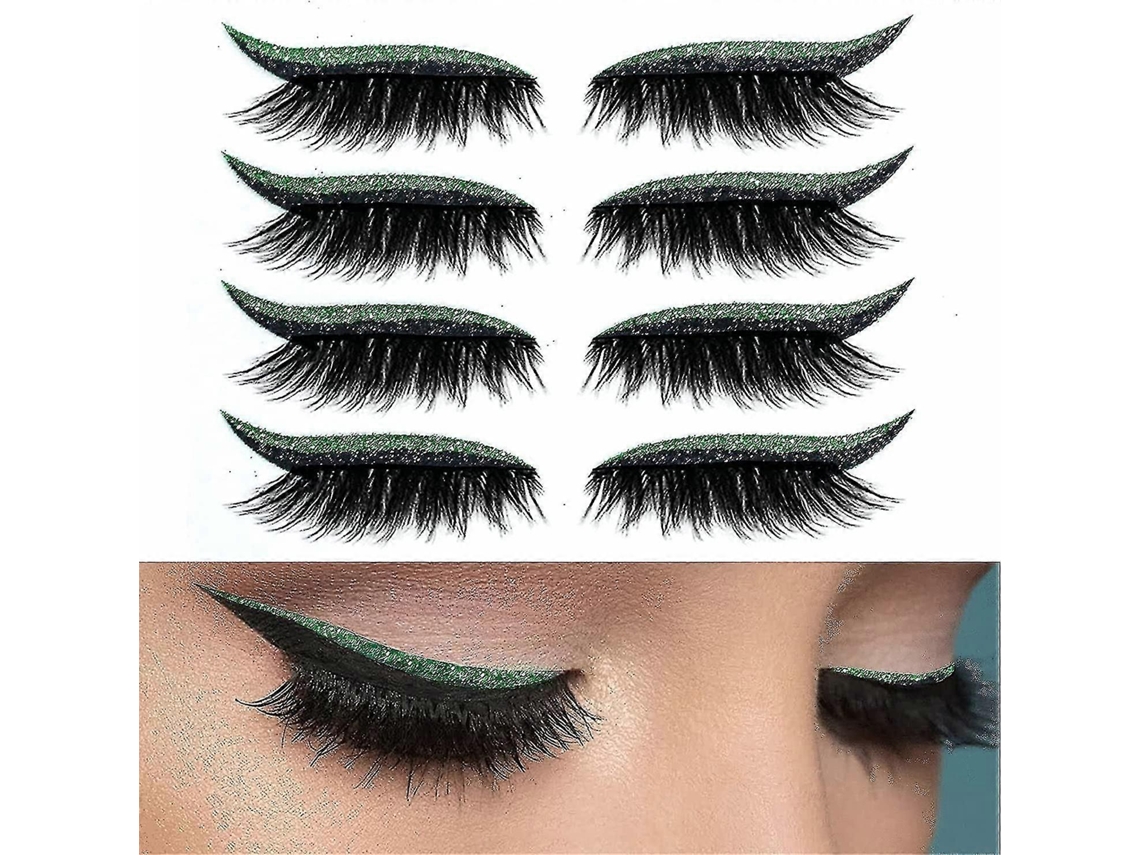 4 pares de adhesivos reutilizables para pestañas, delineador con purpurina, cinta invisible y herramienta de maquillaje autoadhesiva de Rosewell