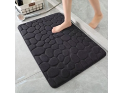 (negro) Alfombra De Baño/felpudo Absorbente De Agua 3d Antideslizante, Diseño De Canal En Relieve, Secado Rápido