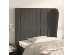 Cabecero Con Orejas De Terciopelo Gris Oscuro 93x23x118/128 Cm