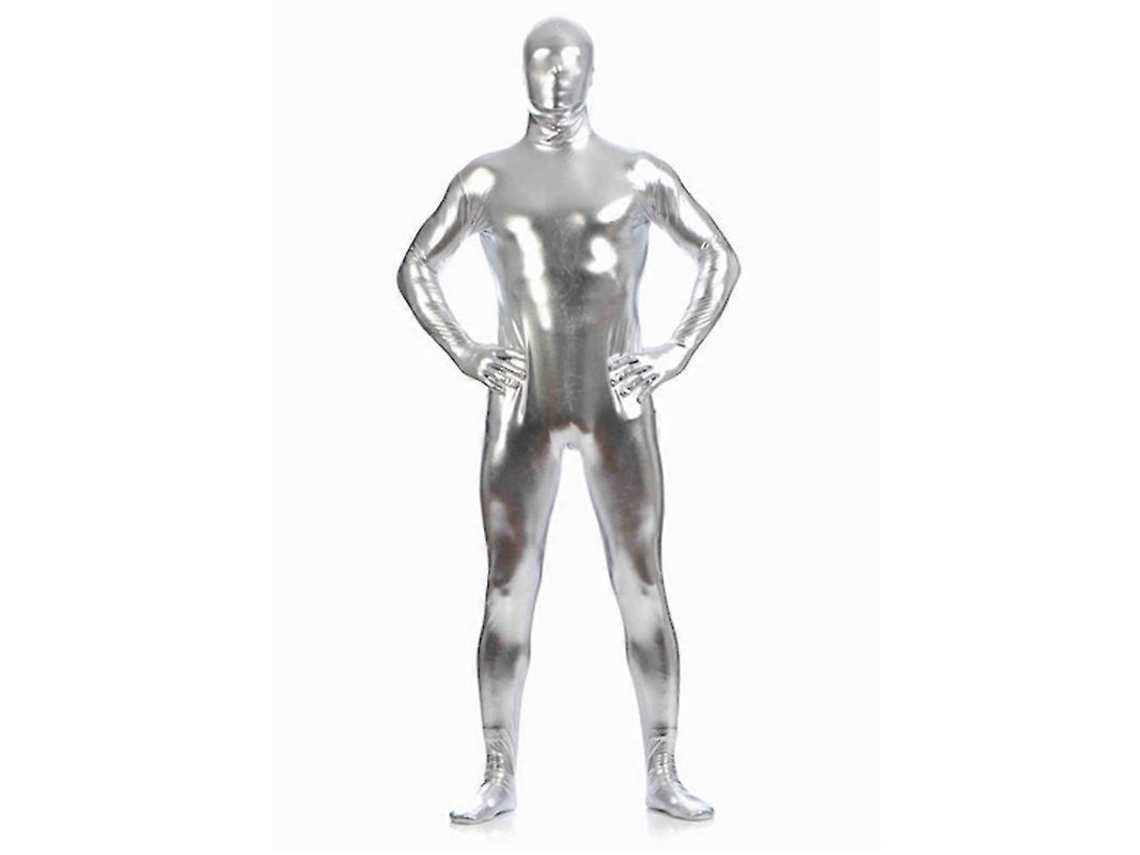 Disfraz De Spandex Metálico Brillante Negro Para Hombre - Halloween, Carnaval, Representaciones Teatrales, Traje De Alta Calidad