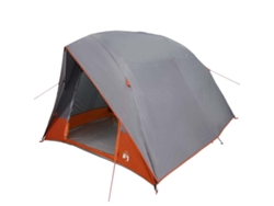 Tienda de campaña gris y naranja de 275 x 230 x 140 cm, tafetán.