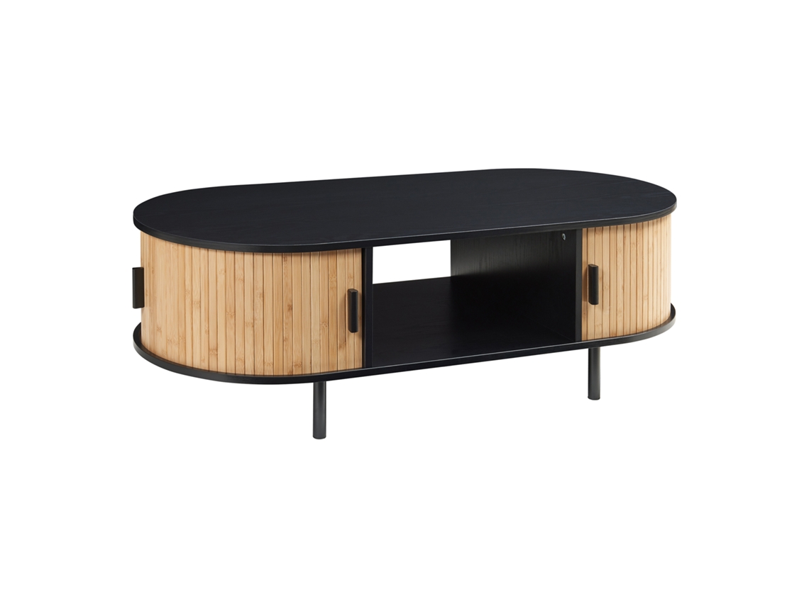 Mesa de centro Tvedestrand con 2 puertas, 120 x 55 x 40 cm, color negro/natural. [EN.CASA]