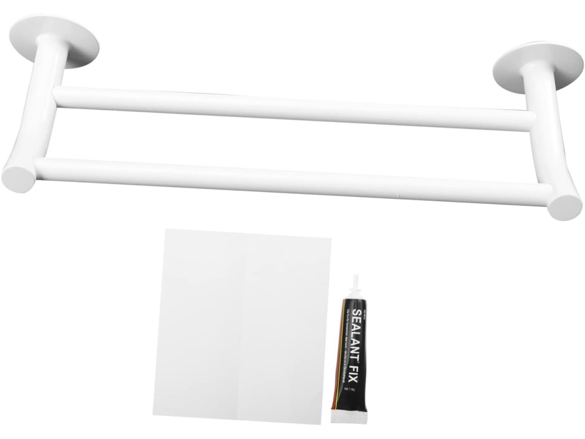 1 Toallero De Aluminio, Soporte Doble Para Toallas, Sin Perforación, Estante Almacenamiento Múltiple Cocina Y