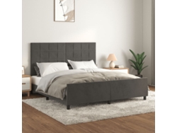 Estructura Cama Con Cabecero Terciopelo Gris Oscuro 180x200 Cm