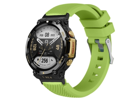 Correa de Silicona diseño de sarga ajustable para Huami Amazfit T-Rex 2 - verde fluorescente