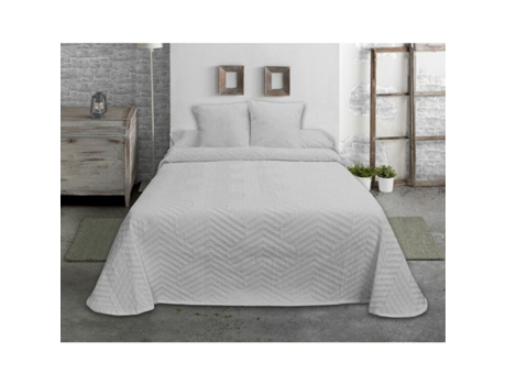 Colcha HOSTELINE ESPIGA (Gris Perla - 250 x 270 cm)