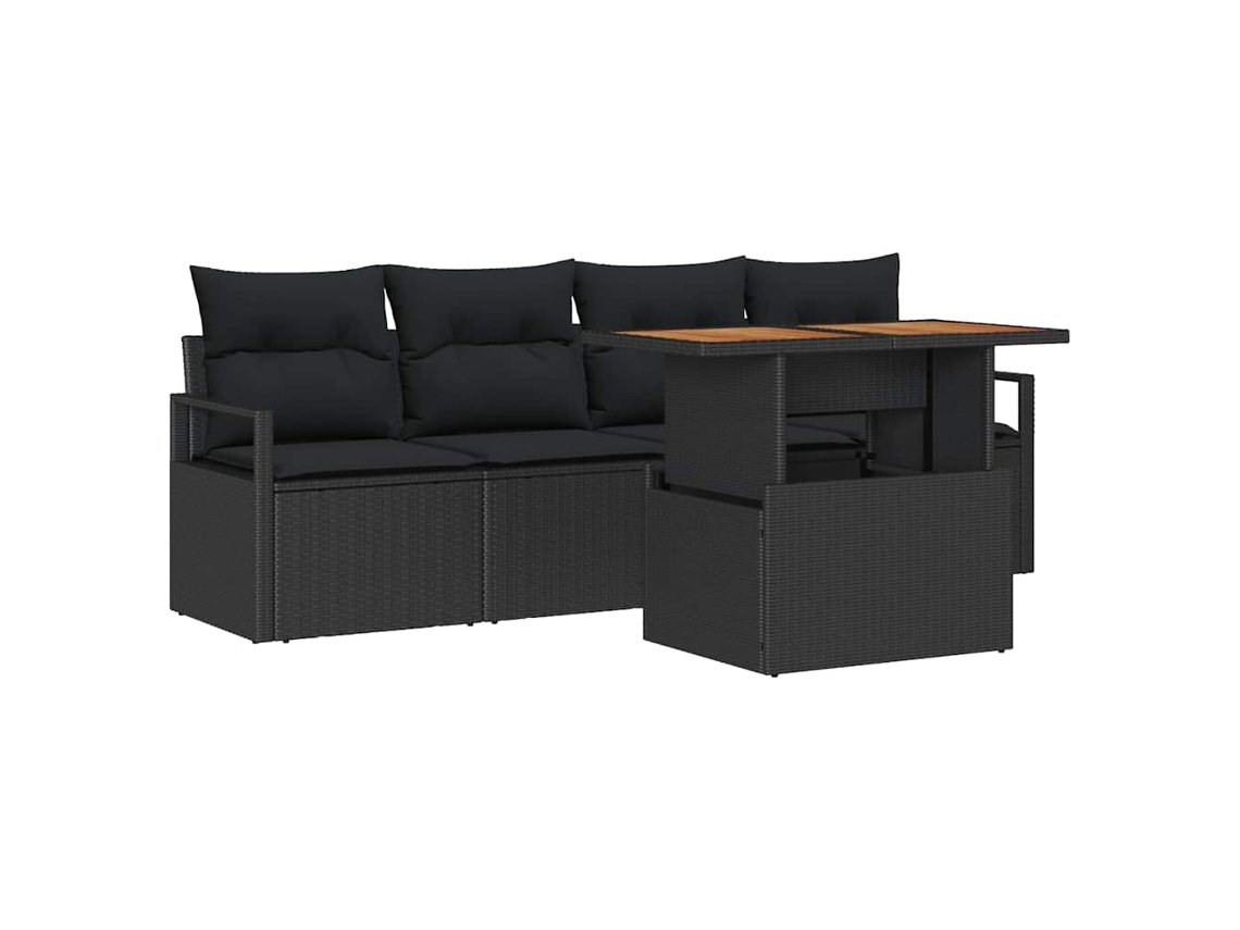 Maison Exclusive - Conjunto de sofás de jardín de ratán sintético negro de 5 piezas