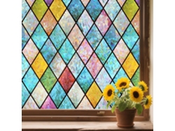 Película para ventanas de privacidad, adhesivo para ventanas con diseño de celosía colorida, película de pintura protectora solar 3D de adherencia estática (45 cm x 300 cm) Especificaciones.