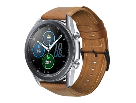 Correa de reloj inteligente para Samsung Galaxy Watch3 45 mm R840 Correa de reloj de cuero genuino con cera de aceite (marrón amarillo)