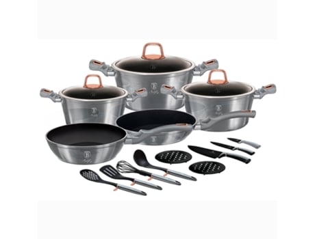 Baterías de Cocina BERLINGER HAUS (28-24-20 cm - Aluminio Forjado - Gris)