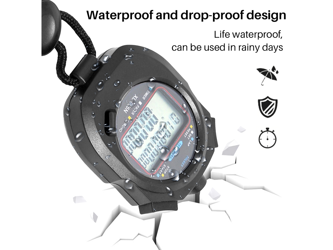 Cronómetro electrónico deportivo digital Bj, resistente al agua y antideslizante para árbitros de juegos competitivos.