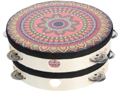 Juego de 2 panderetas profesionales de 20 cm, instrumento de percusión portátil de madera.