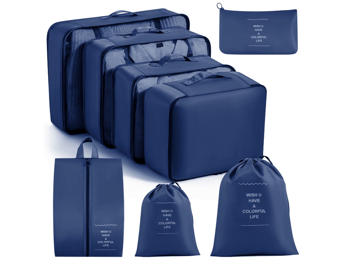 Juego De Cubos De Embalaje Para Artículos Esenciales De Viaje, Organizador De Equipaje, Cubos Con Doble Cordón CHRUI Navy