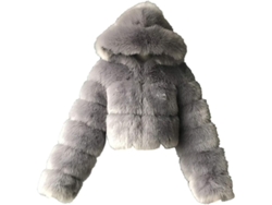 2026-abrigo De Piel Falsa Para Mujer Con Capucha Corto Cálido Chaqueta Cremosa Talla Xx-large Azul X1