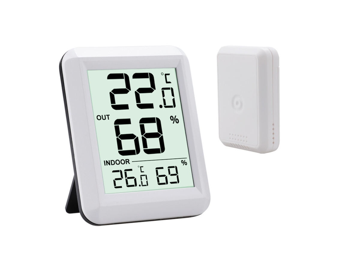 Termômetro Interno Higrômetro com Sensor Externo Ambiente Sem Fio Display Lcd Grande Interruptor ℃/℉
