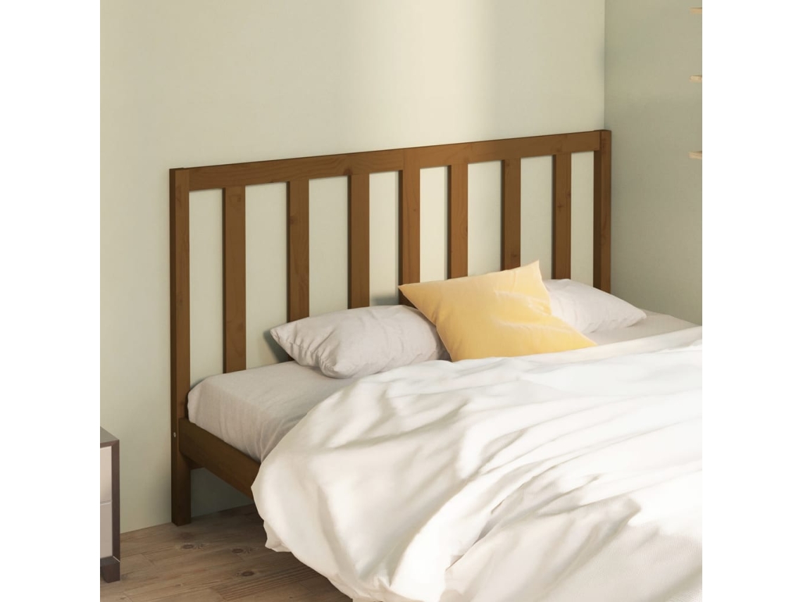 Cabecero De Cama Madera Maciza De Pino Marrón Miel 146x4x100 Cm