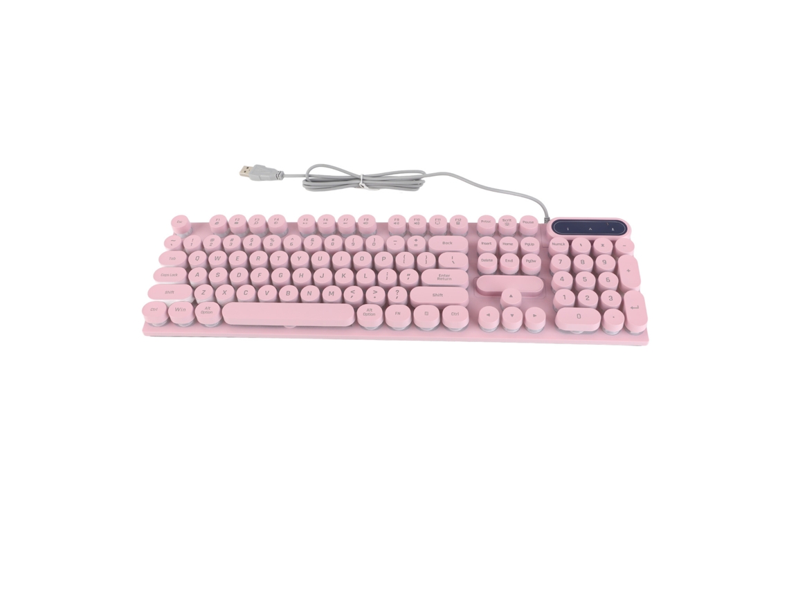 Teclado Gamer Usb Com 104 Teclas Iluminado Ergonomico Pés Dobráveis Abnt2 Rosa Para Pc Laptop