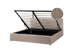 BELIANI Cama doble Montlaur de Bouclé Crema 189x216x89