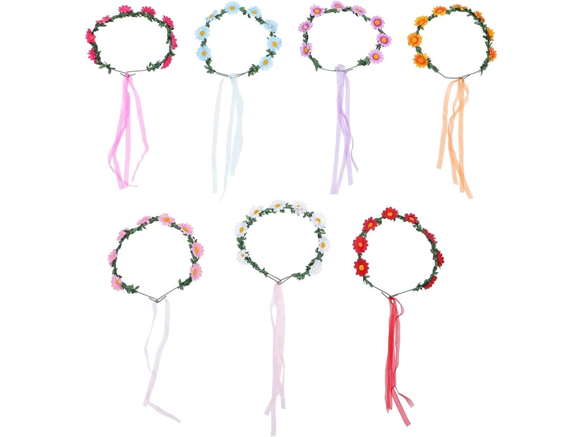 Juego de 14 diademas florales para la playa, ligeras y versátiles, hechas de tela.