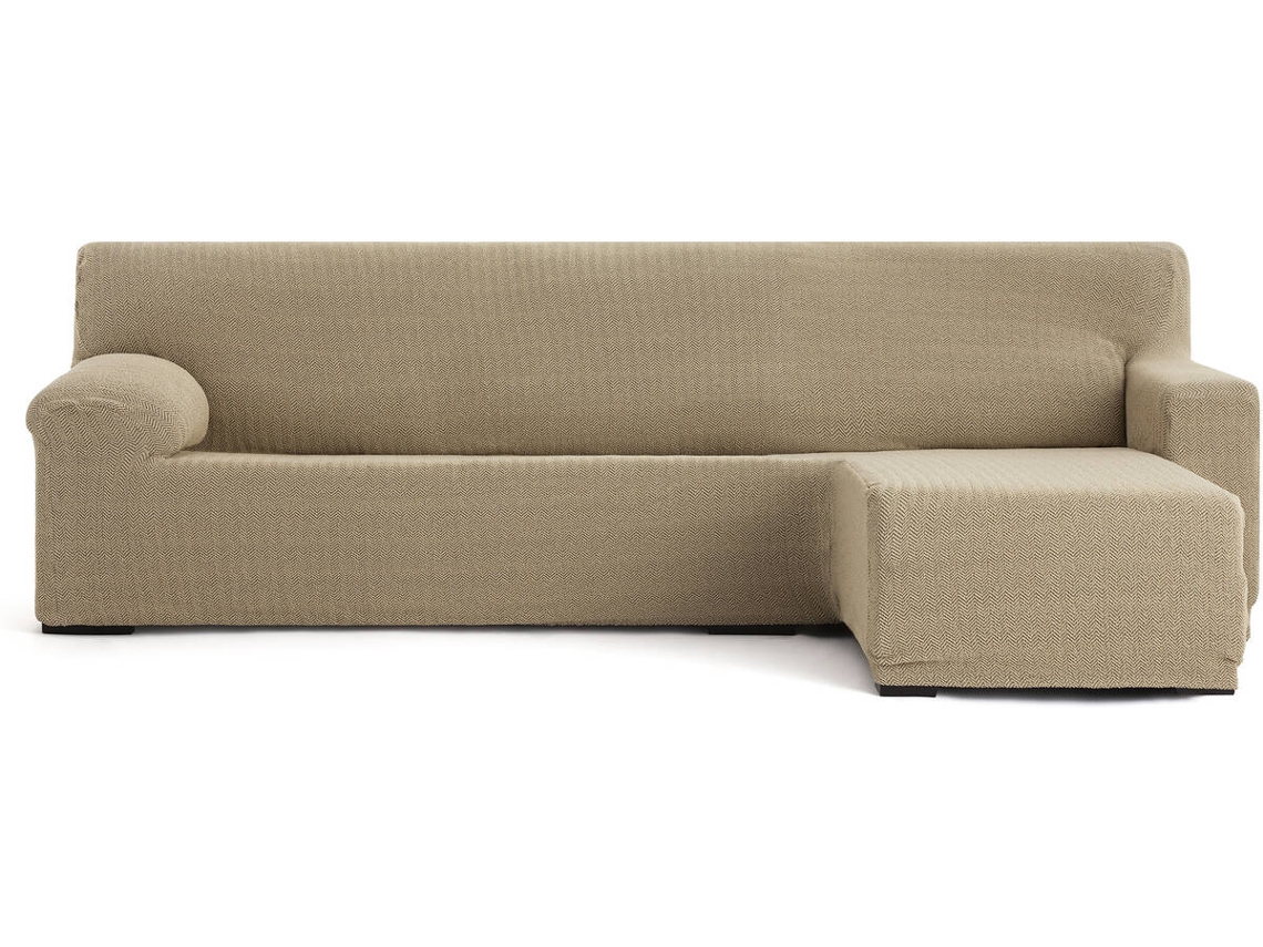 Funda de Chaise Longue Derecha para Brazo Corto EYSA Premium Jaz Tejido Multielástico (250-360 cm - Poliéster y Algodón - Beige)